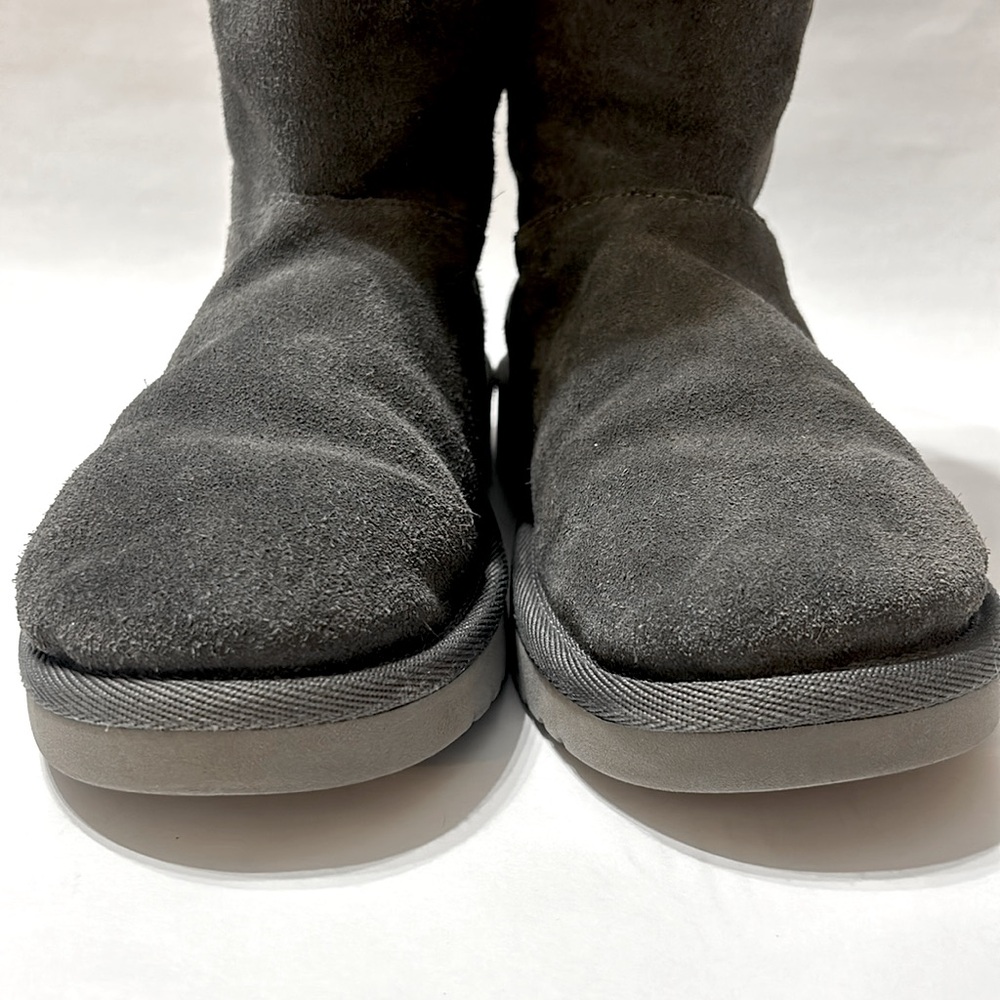 Koolaburra by UGG Tall Gray Suede Shearling Plaid fleece Lining Boots Women 7 - Picture 6 of 12